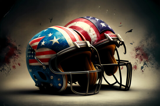american football helmet and ball, superbowl, national fotboll league