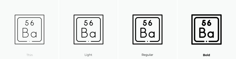barium icon. Thin, Light Regular And Bold style design isolated on white background