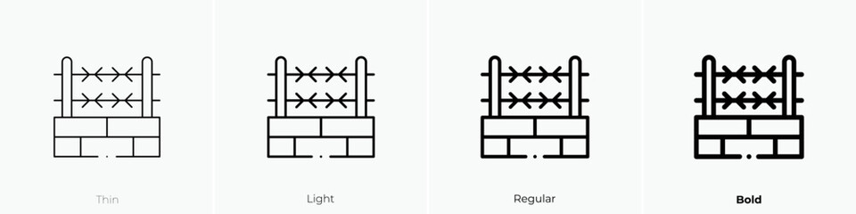 barbed wire icon. Thin, Light Regular And Bold style design isolated on white background