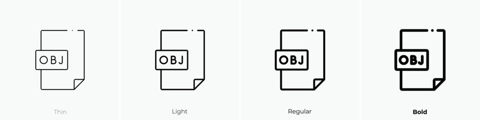 3d file icon. Thin, Light Regular And Bold style design isolated on white background