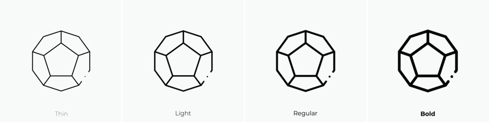 dodecahedron icon. Thin, Light Regular And Bold style design isolated on white background