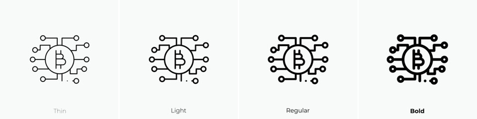 bitcoin icon. Thin, Light Regular And Bold style design isolated on white background