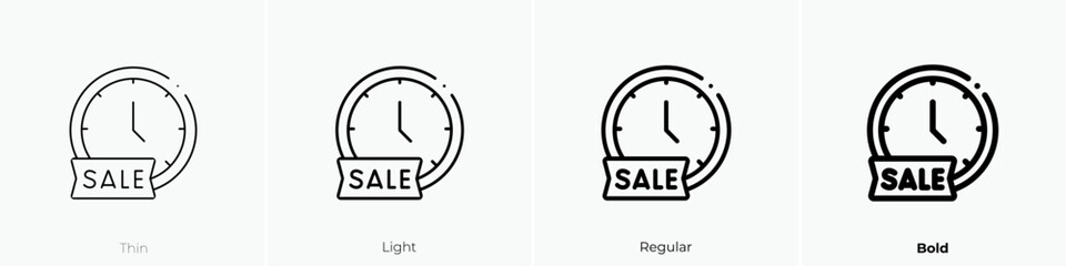 sale time icon. Linear style sign isolated on white background. Vector illustration.