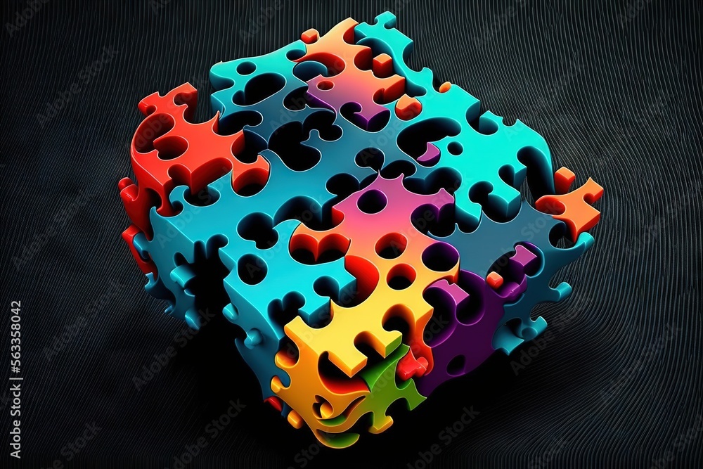 Aufkleber a colorful puzzle piece is shown on a black surface with a black background and a black background w