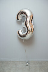 foil balloon number three silver color