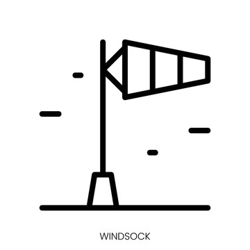 windsock icon. Line Art Style Design Isolated On White Background