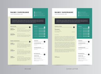 Naklejka premium Resume Template, Professional Modern Resume Template, CV Template