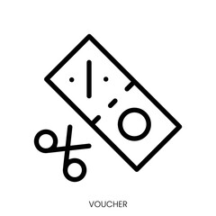 voucher icon. Line Art Style Design Isolated On White Background