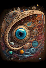 Obraz na płótnie Canvas Generative AI surreal render of a giant eye
