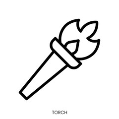 torch icon. Line Art Style Design Isolated On White Background