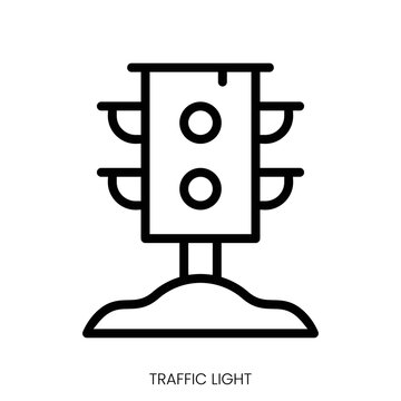 traffic light icon. Line Art Style Design Isolated On White Background