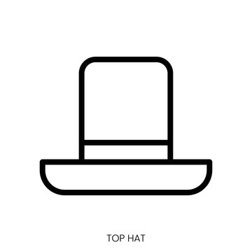 top hat icon. Line Art Style Design Isolated On White Background