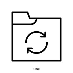 sync icon. Line Art Style Design Isolated On White Background