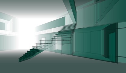 Fototapeta premium Modern house sketch architectural 3d illustration
