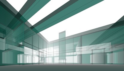 Modern house sketch architectural 3d illustration