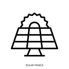 solar panels icon. Line Art Style Design Isolated On White Background