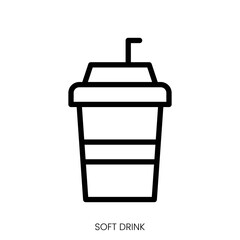 Soft drink icon. Line Art Style Design Isolated On White Background