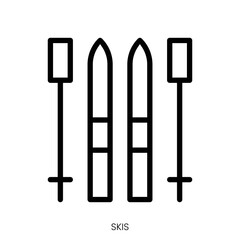 skis icon. Line Art Style Design Isolated On White Background