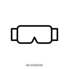 ski goggles icon. Line Art Style Design Isolated On White Background