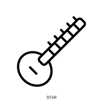 sitar icon. Line Art Style Design Isolated On White Background