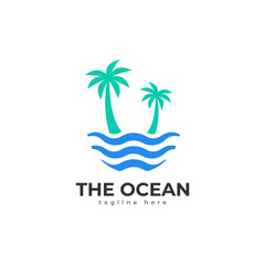 Ocean logo template. Holiday travel logo design. Trip logo. Vector illustration