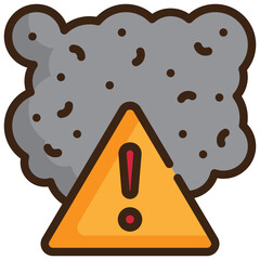 danger warning exclamagion pollution smog icon filled outline