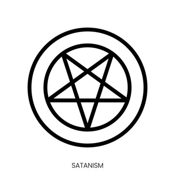 satanism icon. Line Art Style Design Isolated On White Background