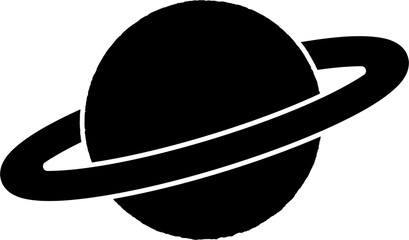 Clean and simple illustration of Saturn. Line art, clipart, geometric, icon, object, shape, symbol, etc. PNG with transparent background. Design elements for websites and other graphics.