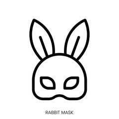 rabbit mask icon. Line Art Style Design Isolated On White Background