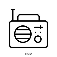 radio icon. Line Art Style Design Isolated On White Background
