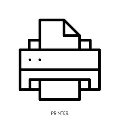 printer icon. Line Art Style Design Isolated On White Background