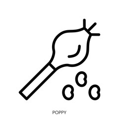 poppy icon. Line Art Style Design Isolated On White Background
