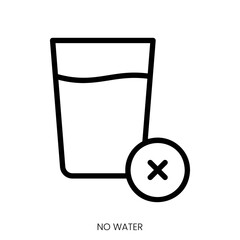 no water icon. Line Art Style Design Isolated On White Background