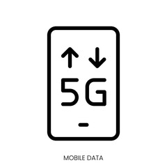 mobile data icon. Line Art Style Design Isolated On White Background