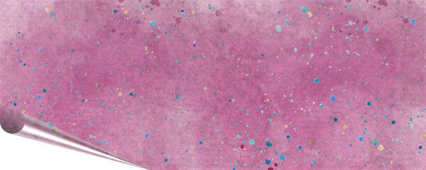 unique background design of paint splashes and brush strokes with transparent media and page curl