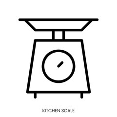 kitchen scale icon. Line Art Style Design Isolated On White Background