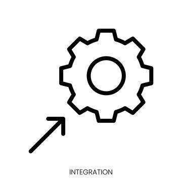 integration icon. Line Art Style Design Isolated On White Background