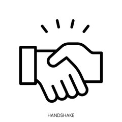 handshake icon. Line Art Style Design Isolated On White Background