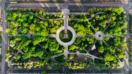 A rectangular park in the center of the city. Taras Shevchenko Park opposite the university
