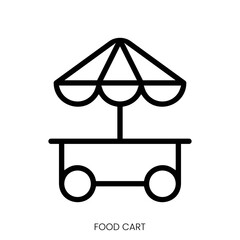 food cart icon. Line Art Style Design Isolated On White Background