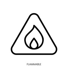 flammable icon. Line Art Style Design Isolated On White Background