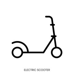 electric scooter icon. Line Art Style Design Isolated On White Background