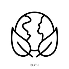 earth icon. Line Art Style Design Isolated On White Background