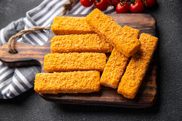 fish sticks sea fish in breadcrumbs fast food healthy meal food snack on the table copy space food background rustic top view