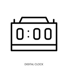 digital clock icon. Line Art Style Design Isolated On White Background