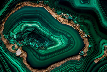 Malachite Texture Background, Emerald Marble, Green Agate, Generative AI Illustration - obrazy, fototapety, plakaty