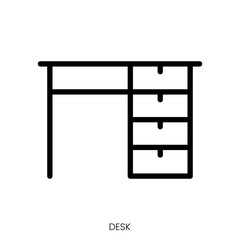 desk icon. Line Art Style Design Isolated On White Background