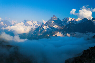 Mountains of the Caucasus in the evening light