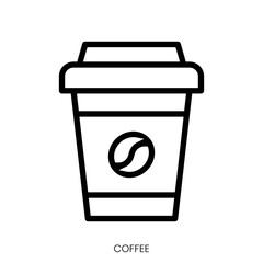 coffee icon. Line Art Style Design Isolated On White Background