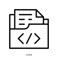 code icon. Line Art Style Design Isolated On White Background